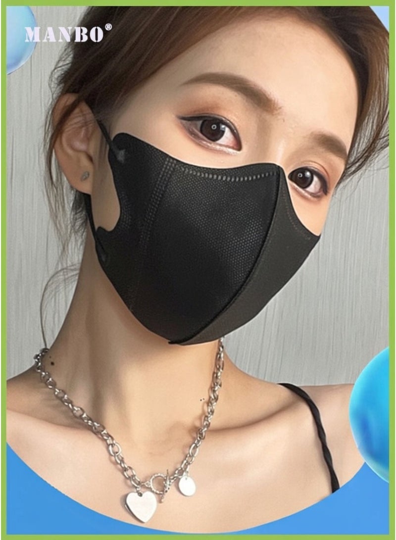 MANBO 20 Pcs 3D Disposable Face Mask Unisex Adult's 3-Ply Melt Blown Filter Face Mask With Elastic Ear Loop - Black - Image 1